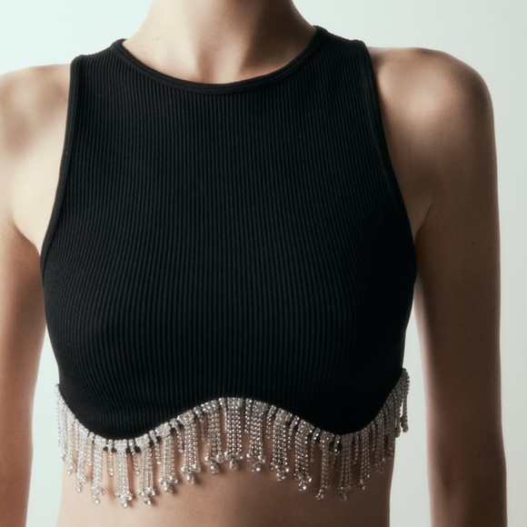 Zara SEAMLESS RHINESTONE TOP - Picture 7 of 17